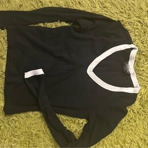 Black and White V-Neck Blouse